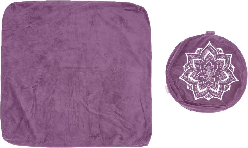 hunnidspace Meditation Zafu Cushion Set with Buckwheat Hulls & Memory Foam - Ergonomic Support for Yoga & Sitting - Removable Machine-Washable Luxury Velvet Cover - for Adults and Kids (Purple（COVER ONLY）) - Image 1
